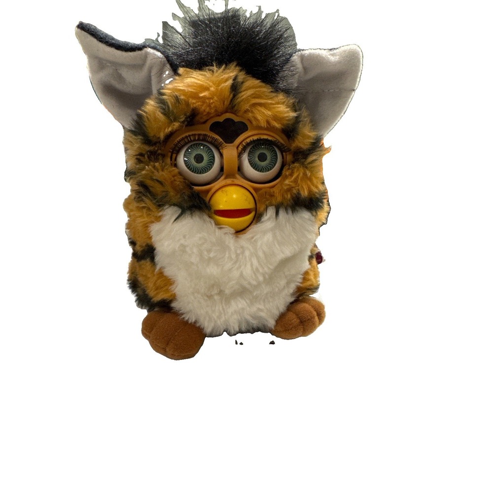 Vintage Furby 70-800 Tiger Blue Eyes, Tag, Box 1998 Needs Repair Or For Parts